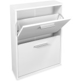 Zapatero con 2 Puertas, Mueble para Zapatos Estrecho en Color Blanco, Medidas: 73 cm (Alto) x 54 cm (Ancho) x 18 cm (Fondo)